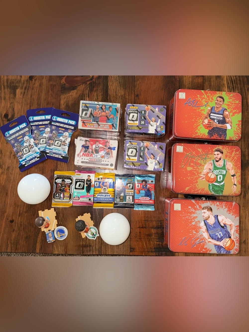 Panini Topps Prizm Optic NBA NFL Trading Cards Action Figure Lunchbox Bundle